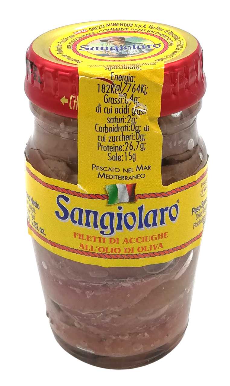 filets d'anchois Ă  l'huile d'olive de la marque Sangiolaro